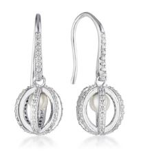 Georgini Majesty Freshwater Pearl And Cubic Zirconia Earrings Silver