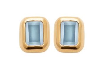 Aime-Toi 18ct Gold Plated Synthetic Gemstone Bezel Set Earrings