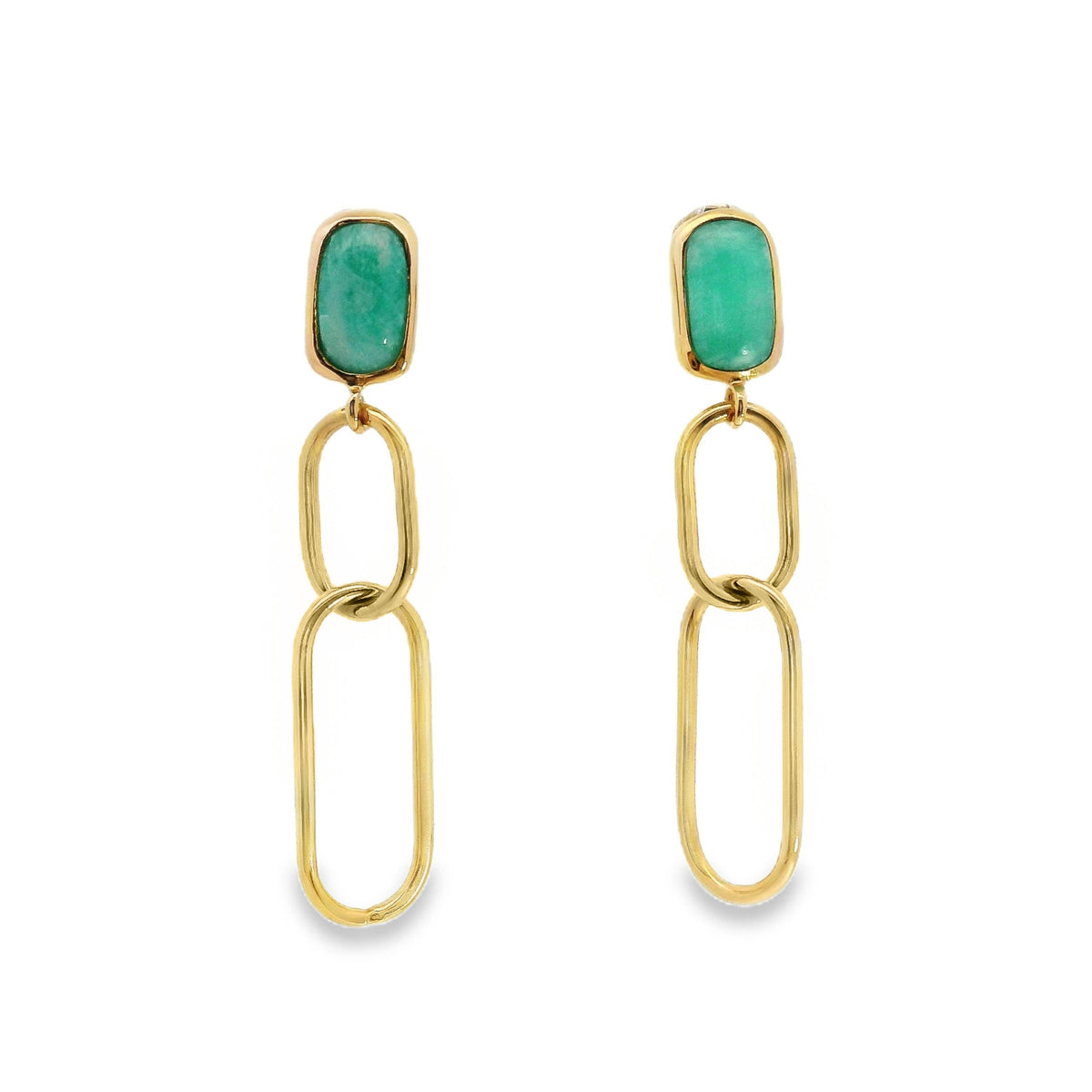 Aime-Toi 18ct Gold Plated Amazonite Paperclip Drop Stud Earrings