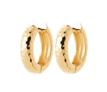 Aime-Toi 18ct Gold Plated Hammered Hoop Earrings