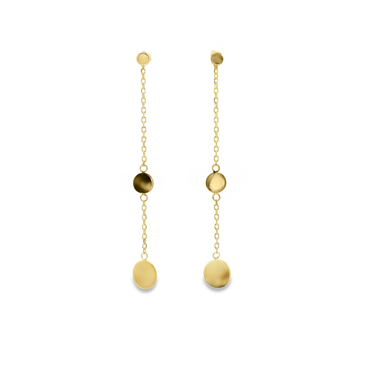 Aime-Toi 18ct Gold Plated Triple Disc And Chain Long Drop Earrings