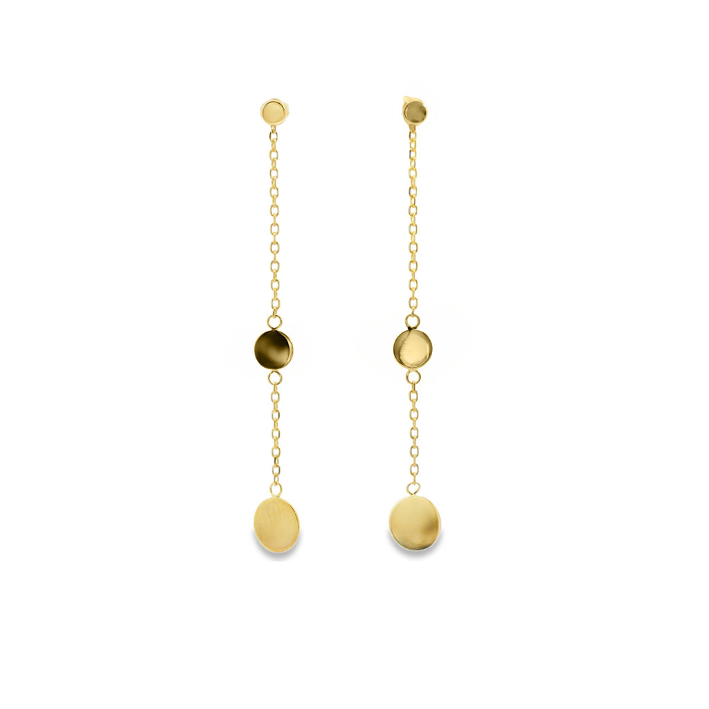 Aime-Toi 18ct Gold Plated Triple Disc And Chain Long Drop Earrings