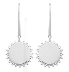 Aime-Toi Sterling Silver Fancy Edge Disc Drop Earrings