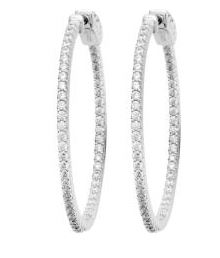 Aime-Toi Sterling Silver Cubic Zirconia Claw Set Inside Out Hoop Earrings