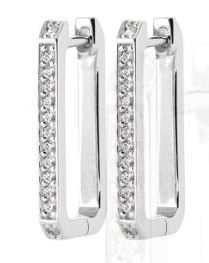 Aime-Toi Sterling Silver Cubic Zirconia Rectangle Hoop Earrings