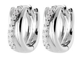 Aime-Toi Sterling Silver Cubic Zirconia Twist Hoop Earrings