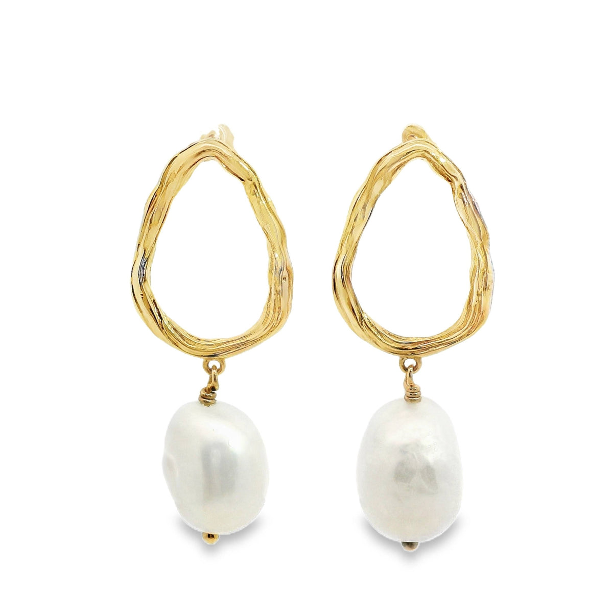 Aime-Toi 18ct Gold Plated Pearl Drop Twisted Oval Stud Earrings