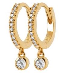 Aime-Toi 18ct Gold Plated Cubic Zirconia Set Hoop With Drop Earrings