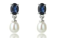 Georgini Oceans Whitsundays Freshwater Pearl Earrings Sapphire Cz