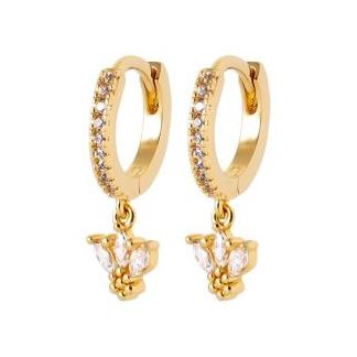 Aime-Toi 18ct Gold Plated Hoop Earrings With Cubic Zirconia Set Details