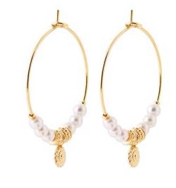 Aime-Toi 18ct Gold Plated Imitation Pearl Hoop Earrings