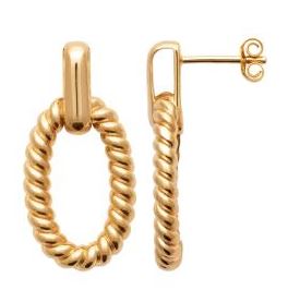Aime-Toi 18ct Gold Plated Oval Drop Stud Earrings