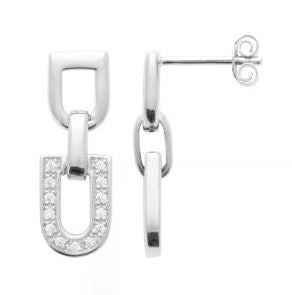 Aime-Toi Sterling Silver Chain Link Drop Stud Earrings