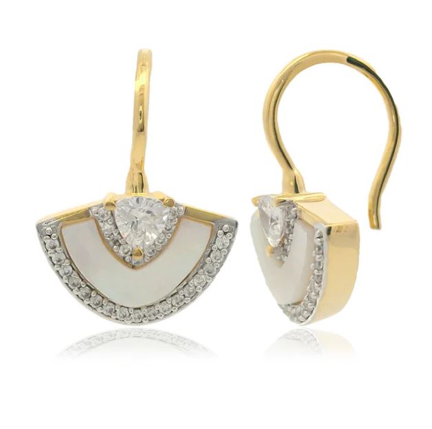 Georgini Chic Noel Mother Of Pearl Fan Earrings Gold