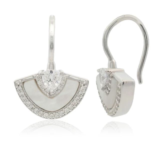 Georgini Chic Noel Mother Of Pearl Fan Earrings Silver