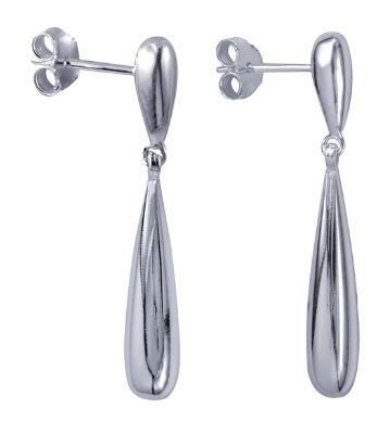 Sterling Silver Elongated Teardrop Stud Earrings