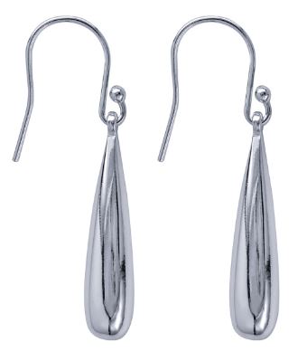 Sterling Silver Elongated Teardrop Hook Earrings