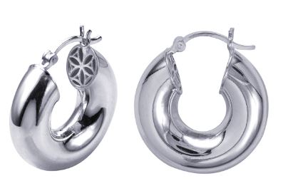 Sterling Silver 6mm Wide Plain Hoop Earrings