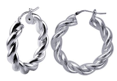Sterling Silver Italian 6mm Fancy Twist Hoop Earrings