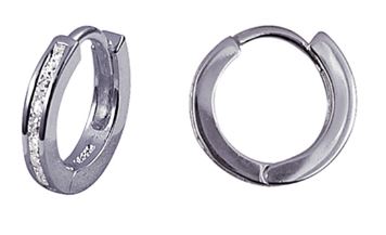 Sterling Silver Channel Set Cubic Zirconia Huggies
