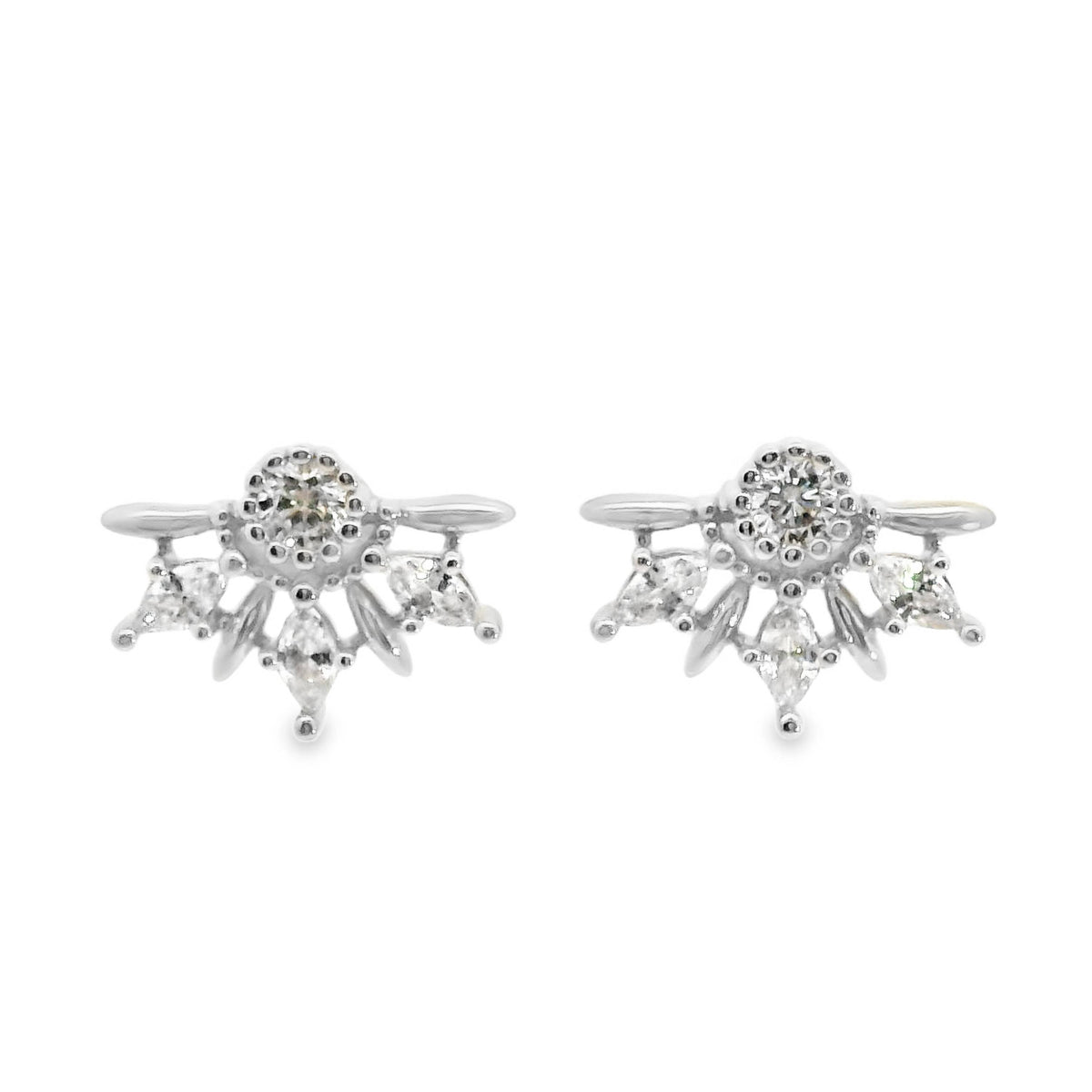 Aime-Toi Sterling Silver Stud Earrings With Cubic Zirconia Detail
