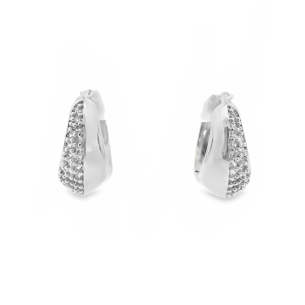 Aime-Toi Sterling Silver Tapered Cubic Zirconia Huggie Earrings