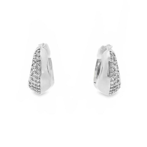 Aime-Toi Sterling Silver Tapered Cubic Zirconia Huggie Earrings