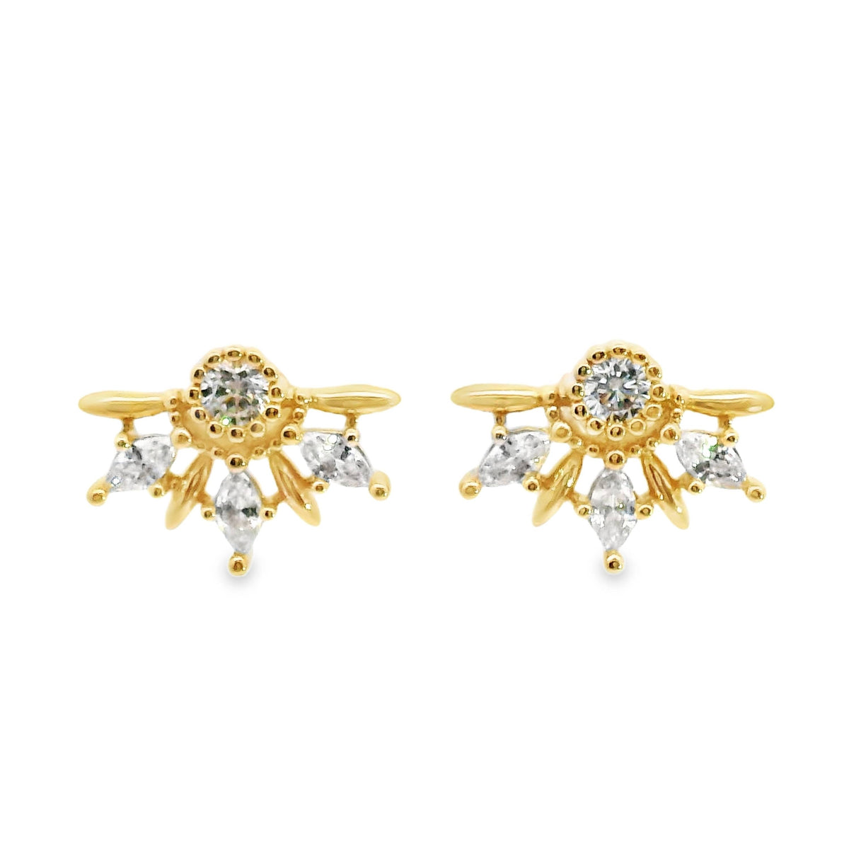 Aime-Toi 18ct Gold Plated Stud Earrings With Cubic Zirconia Detail