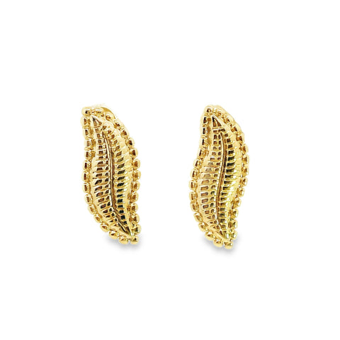 Aime-Toi 18ct Gold Plated Leaf Shape Design Stud Earrings