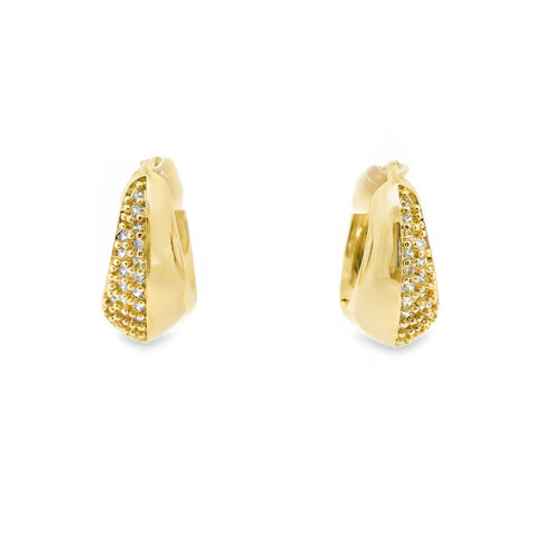 Aime-Toi 18ct Gold Plated Tapered Cubic Zirconia Huggie Earrings