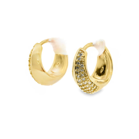 Aime-Toi 18ct Gold Plated Tapered Cubic Zirconia Huggie Earrings