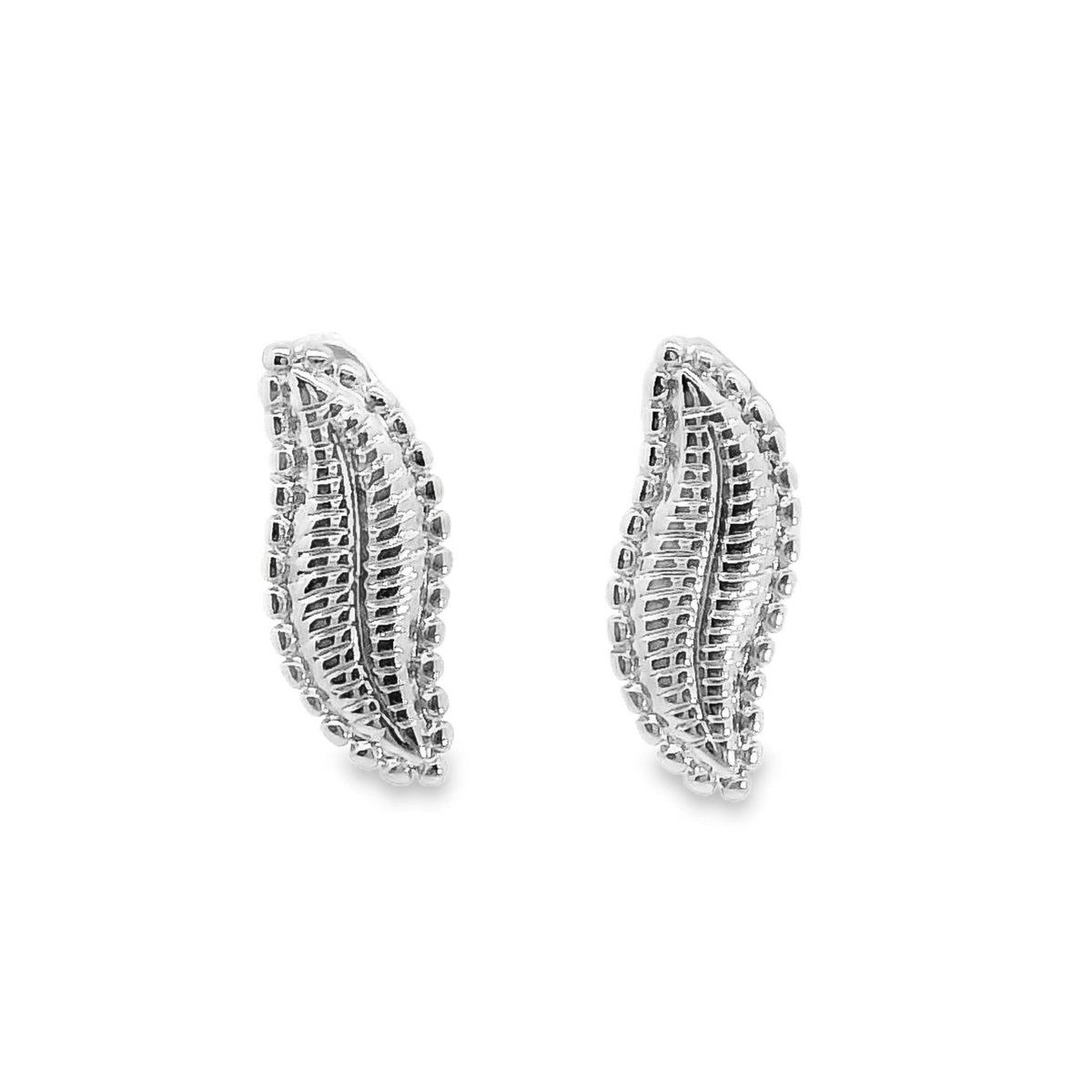 Aime-Toi Sterling Silver Leaf Shape Design Stud Earrings