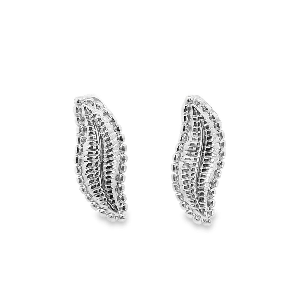 Aime-Toi Sterling Silver Leaf Shape Design Stud Earrings