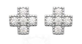 Aime-Toi Sterling Silver Cross Stud Earrings