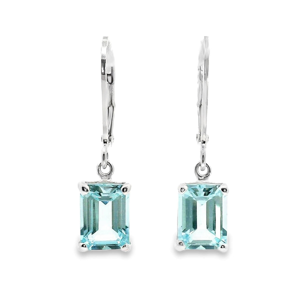 Sterling Silver Blue Topaz Continental Hook Earrings
