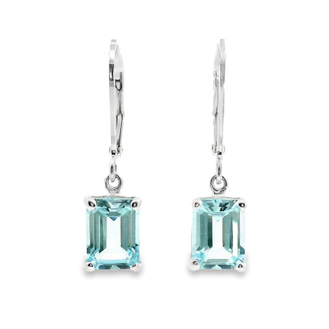 Sterling Silver Blue Topaz Continental Hook Earrings