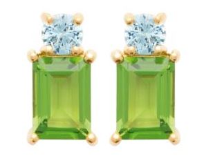 Aime-Toi 18ct Gold Plated Blue & Green Gemstone Stud Earrings