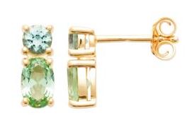 Aime-Toi 18ct Gold Plated Blue & Green Stone Stud Earrings
