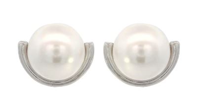 Georgini Adagio Crescent Nine-2-Five Pearl Earrings Silver