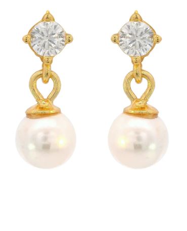 Georgini Adagio Touch Of Sparkle Dangle Drop Pearl Earrings Gold