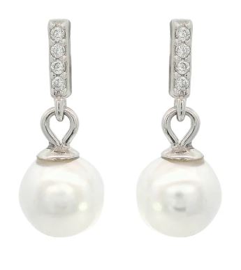 Georgini Adagio Effortless Glow Bar Dangle Pearl Earrings Silver