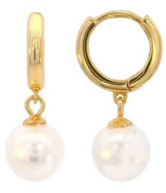 Georgini Adagio Nine-2-Five Pearl Hoop Earrings Gold