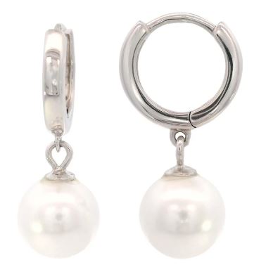 Georgini Adagio Nine-2-Five Pearl Hoop Earrings Silver