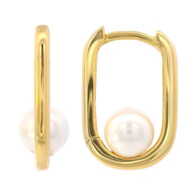 Georgini Adagio Nine-2-Five Pearl Oval Hoops Gold