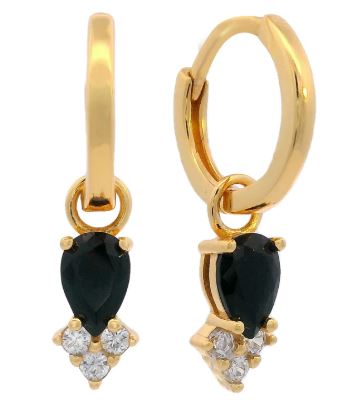 Georgini Midnight Velvet Asteria Hoop Earrings Black And Gold