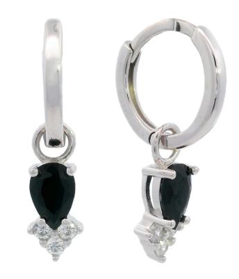 Georgini Midlight Velvet Asteria Hoop Earrings Black And Silver