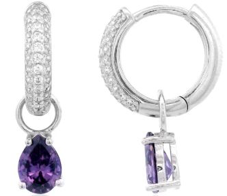 Georgini Wisteria Duo Pear Earrings Amethyst CZ Silver