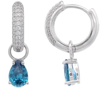 Georgini Wisteria Duo Pear Earrings Blue Topaz CZ Silver