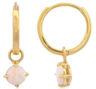 Georgini Wisteria Created Opal Dangle Hoop Earrings Gold