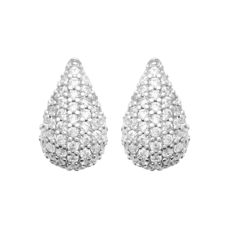 Sterling Silver CZ Teardrop Stud Earrings